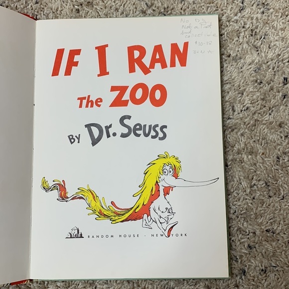 If I Ran the Zoo Dr. Seuss Random House 1950 Hardcover Book Large Banned - Picture 6 of 16